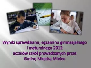 Wyniki sprawdzianu, egzaminu gimnazjalnego i maturalnego 2012 uczniów szkół prowadzonych przez