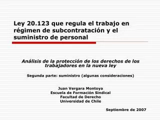 Ley 20.123 que regula el trabajo en régimen de subcontratación y el suministro de personal