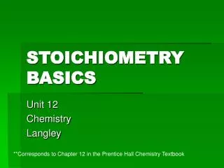 STOICHIOMETRY BASICS