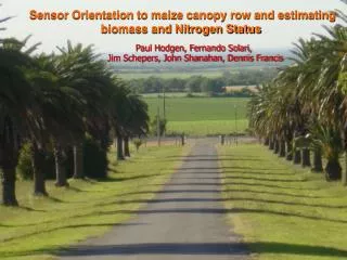 Sensor Orientation to maize canopy row and estimating biomass and Nitrogen Status