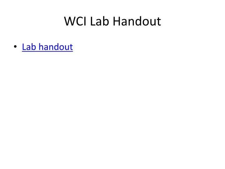 wci lab handout