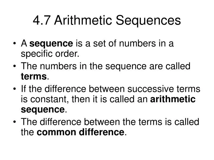 4 7 arithmetic sequences