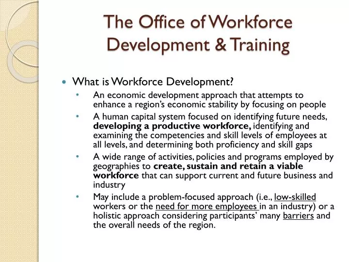 the office of workforce development training