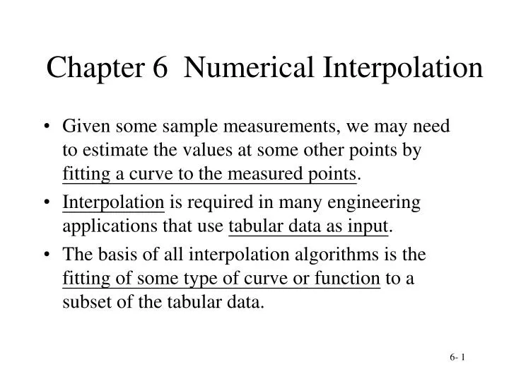 chapter 6 numerical interpolation