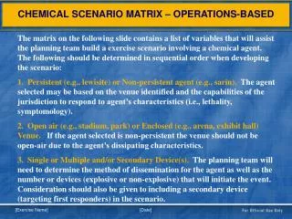 CHEMICAL SCENARIO MATRIX – OPERATIONS-BASED