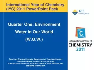 International Year of Chemistry (IYC) 2011 PowerPoint Pack