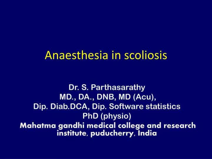 anaesthesia in scoliosis