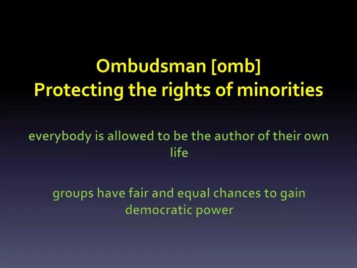 ombudsman 0mb protecting the rights of minorities
