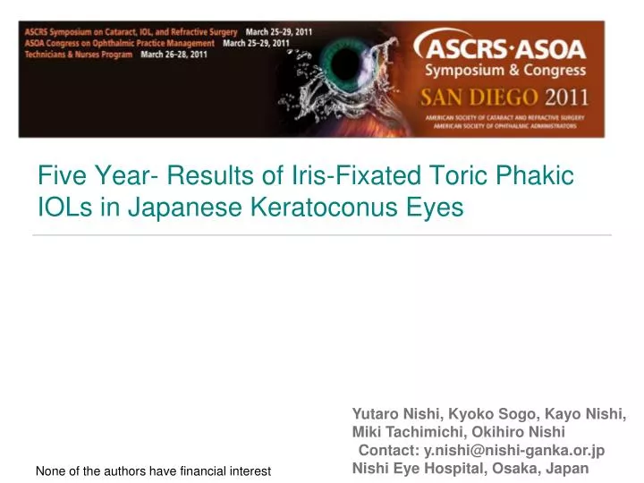 five year results of iris fixated toric phakic iols in japanese keratoconus eyes