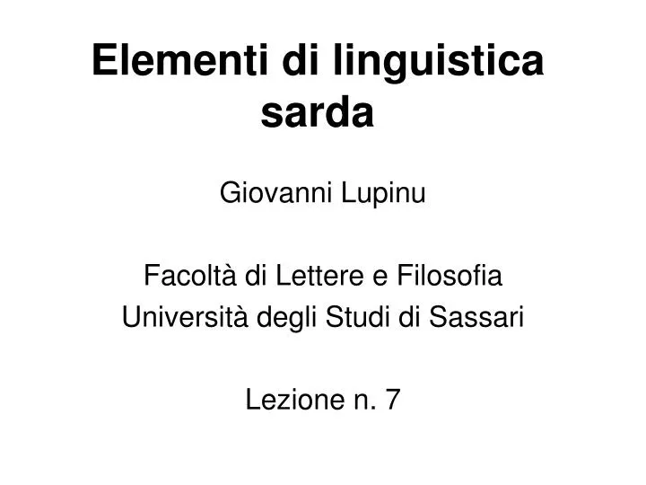 elementi di linguistica sarda