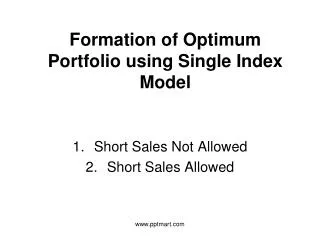 Formation of Optimum Portfolio using Single Index Model