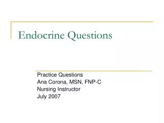 Endocrine Questions