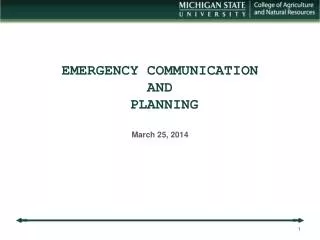 EMERGENCY COMMUNICATION AND PLANNING