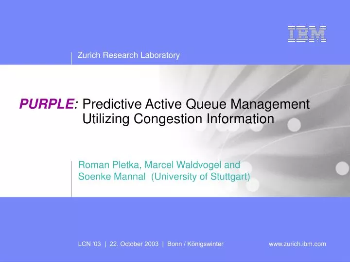 purple predictive active queue management utilizing congestion information