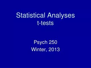 Statistical Analyses t-tests