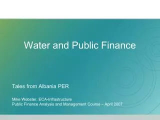 Water and Public Finance