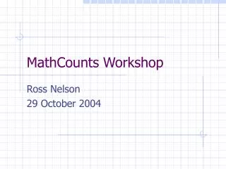 MathCounts Workshop