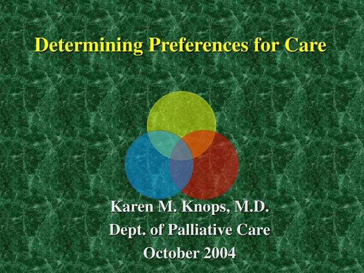 determining preferences for care
