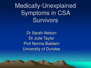 Medically-Unexplained Symptoms in CSA Survivors