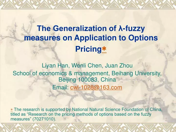 the generalization of fuzzy measures on application to options pricing
