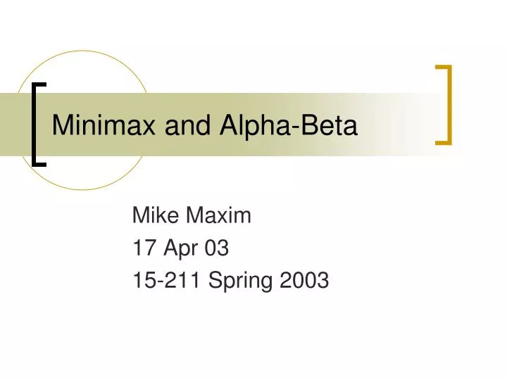 minimax and alpha beta