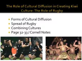 The Role of Cultural Diffusion in Creating Kiwi Culture: The Role of Rugby