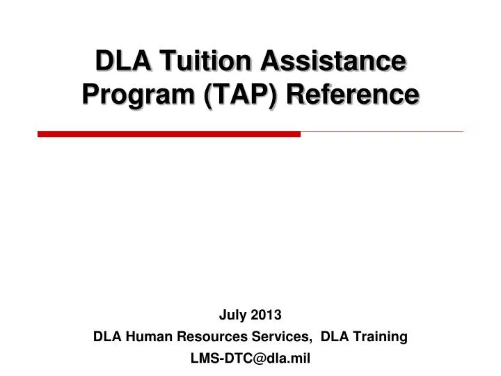 dla tuition assistance program tap reference