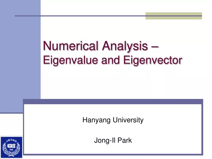 numerical analysis eigenvalue and eigenvector