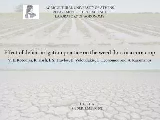 AGRICULTURAL UNIVERSITY OF ATHENS DEPARTMENT OF CROP SCIENCE LABORATORY OF AGRONOMY