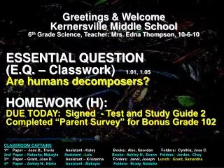 Greetings &amp; Welcome Kernersville Middle School