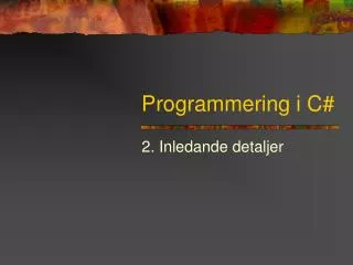 Programmering i C#