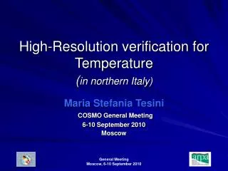 High-Resolution verification for Temperature ( in northern Italy)