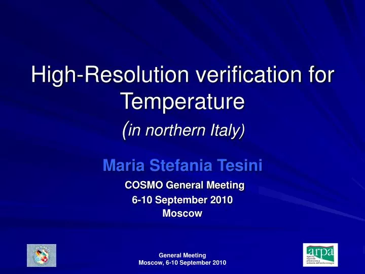 high resolution verification for temperature in northern italy