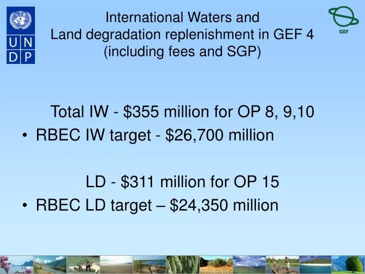 international waters and land degradation replenishment in gef 4 including fees and sgp