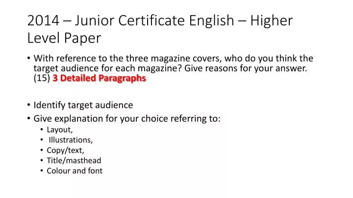 2014 junior certificate english higher level paper