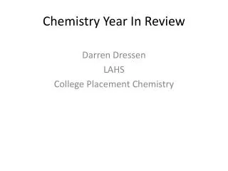 Chemistry Year In Review