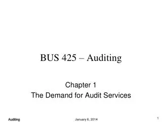BUS 425 – Auditing