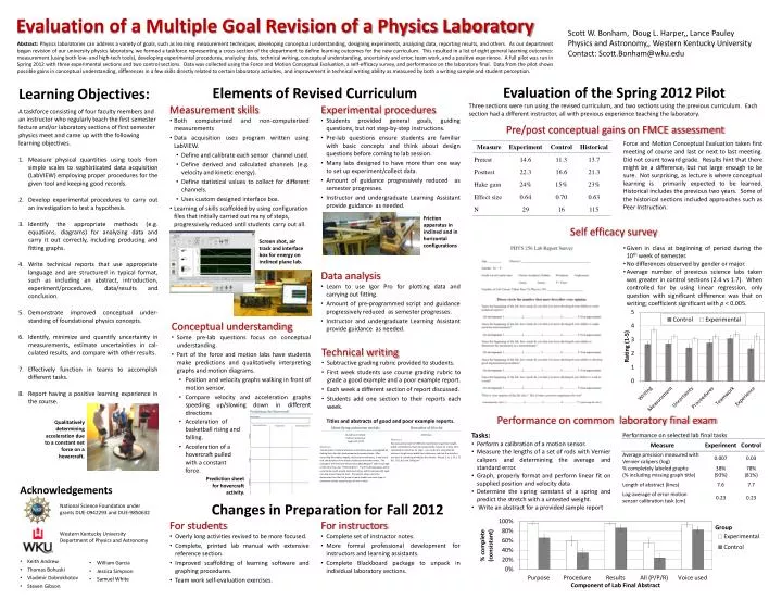 evaluation of a multiple goal revision of a physics laboratory