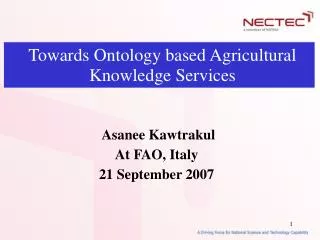Towards Ontology based Agricultural Knowledge Services