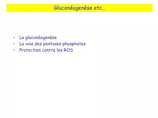 Gluconéogenèse etc…