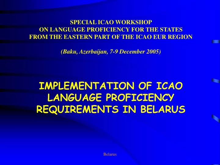 implementation of icao language proficiency requirements in belarus