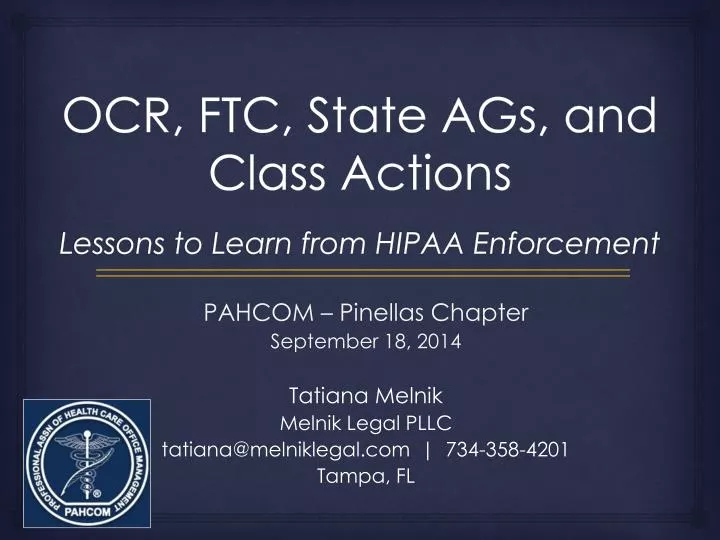 ocr ftc state ags and class actions lessons to learn from hipaa enforcement