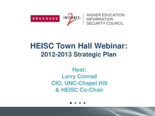 HEISC Town Hall Webinar: 2012-2013 Strategic Plan