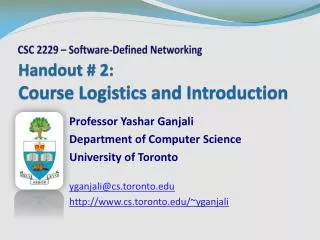 Handout # 2: Course Logistics and Introduction