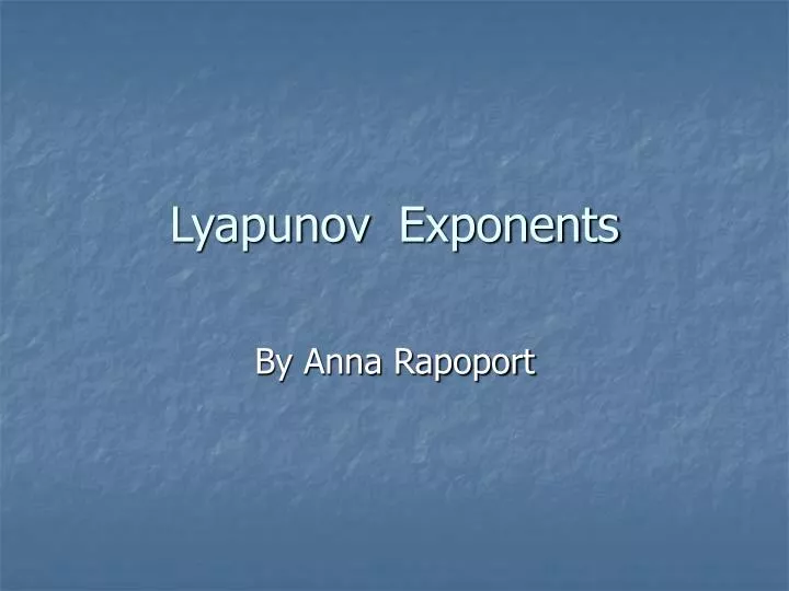 lyapunov exponents