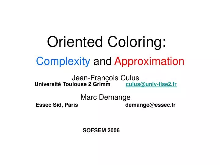 oriented coloring