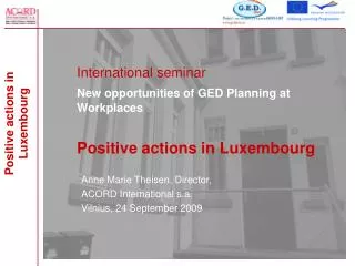 International seminar New opportunities of GED Planning at Workplaces