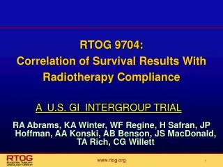 RTOG 9704: Correlation of Survival Results With Radiotherapy Compliance