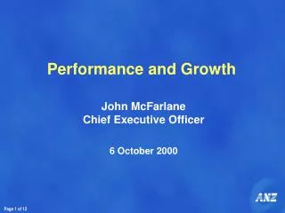 Performance and Growth