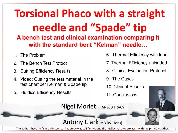 torsional phaco with a straight needle and spade tip